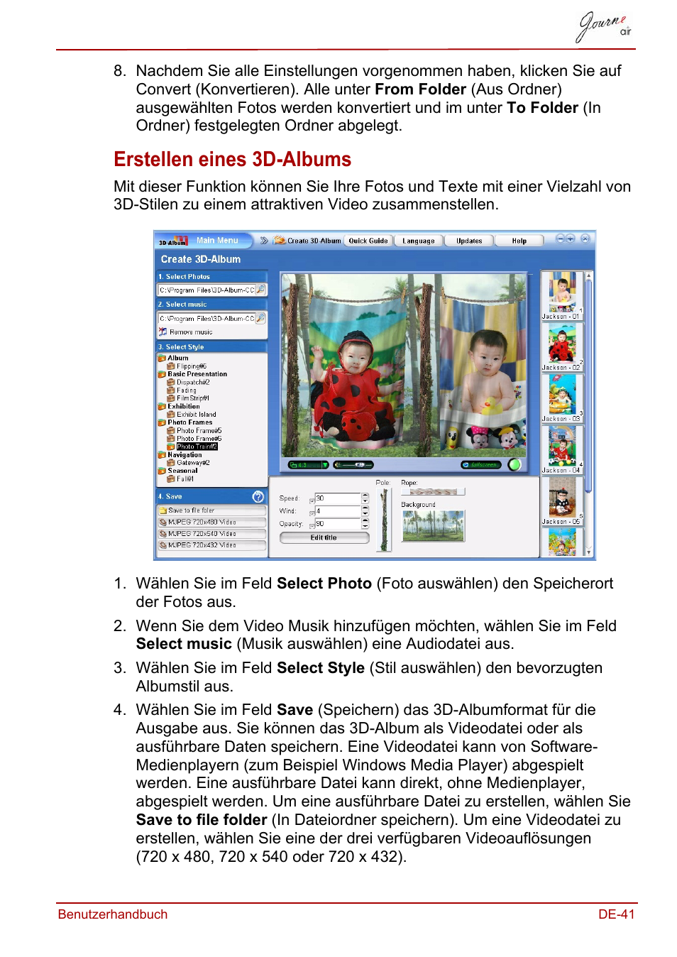 Erstellen eines 3d-albums | Toshiba JournE Air800-801 User Manual | Page 103 / 706