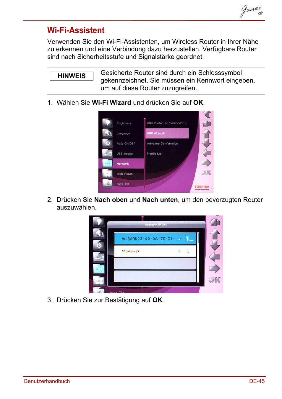 Wi-fi-assistent | Toshiba JournE Air800-801 User Manual | Page 107 / 706