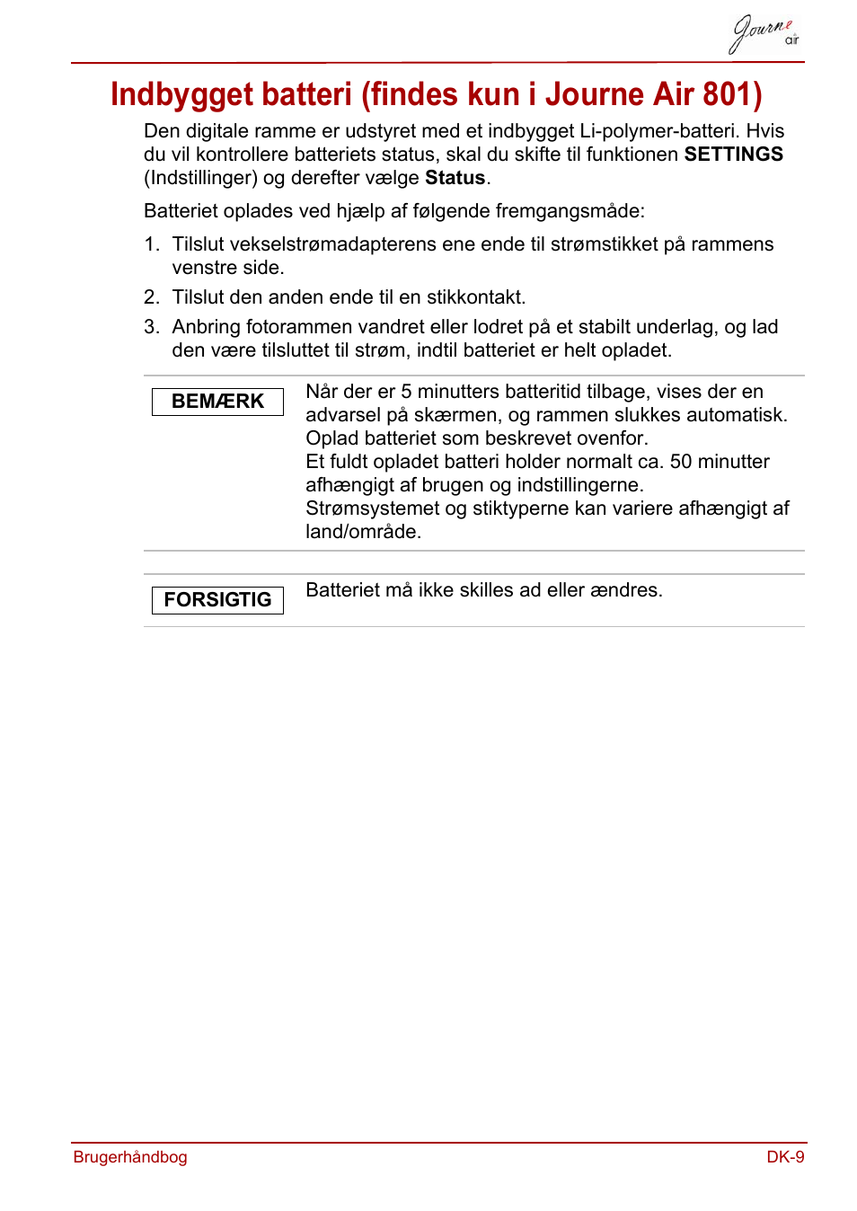 Indbygget batteri (findes kun i journe air 801) | Toshiba JournE Air800-801 User Manual | Page 137 / 706