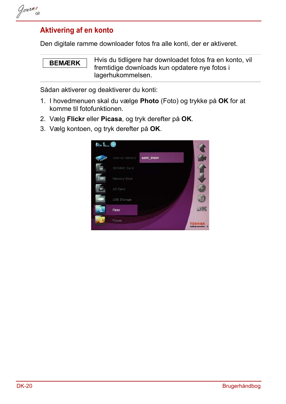 Aktivering af en konto | Toshiba JournE Air800-801 User Manual | Page 148 / 706
