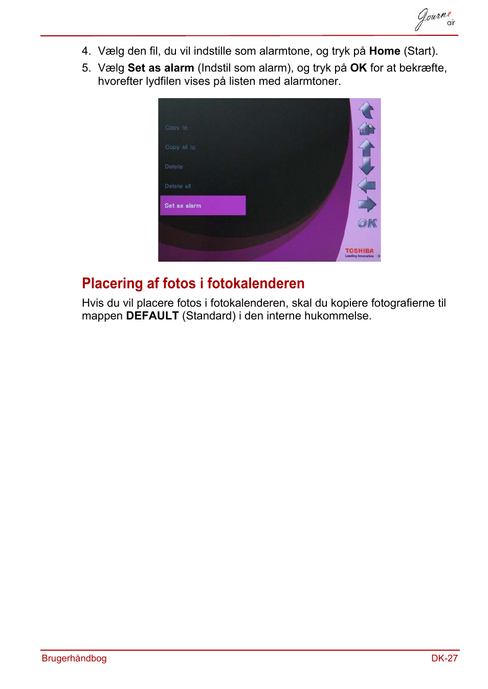 Placering af fotos i fotokalenderen | Toshiba JournE Air800-801 User Manual | Page 155 / 706