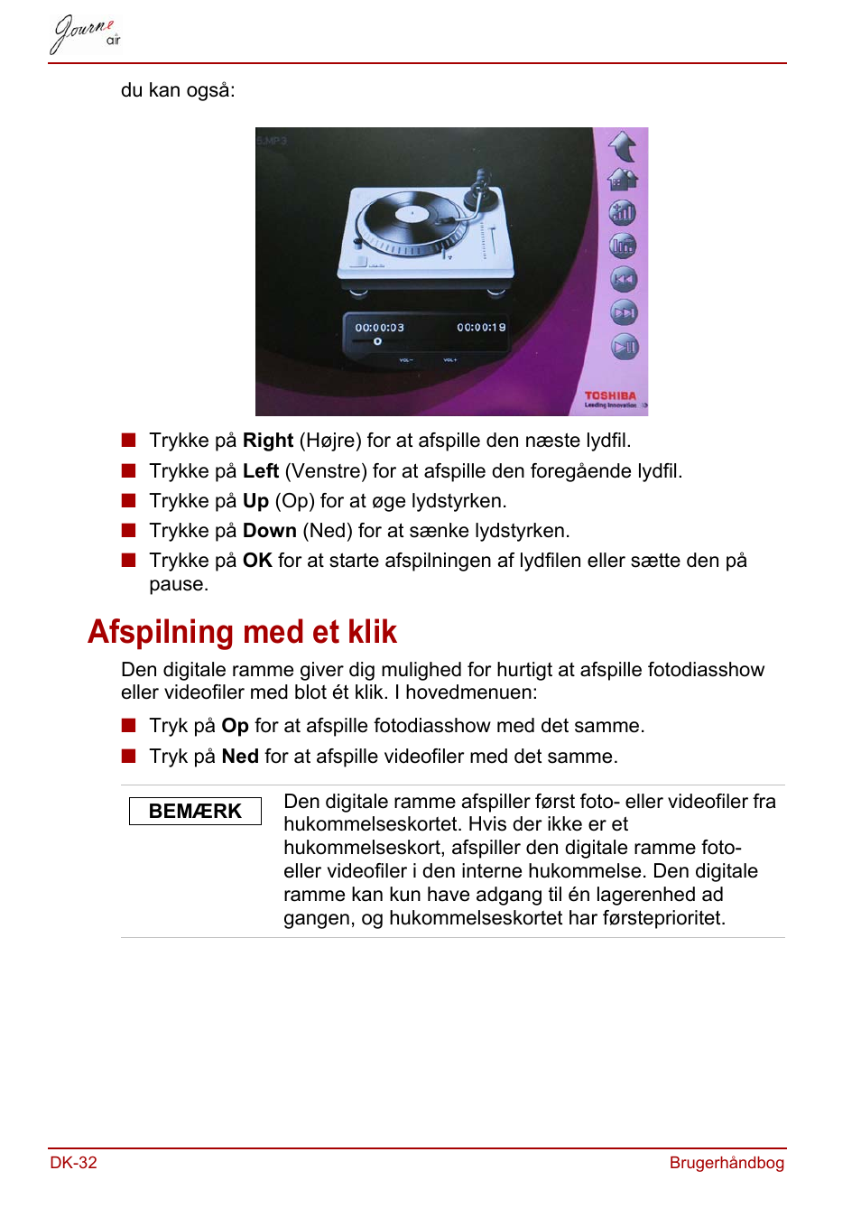 Afspilning med et klik | Toshiba JournE Air800-801 User Manual | Page 160 / 706