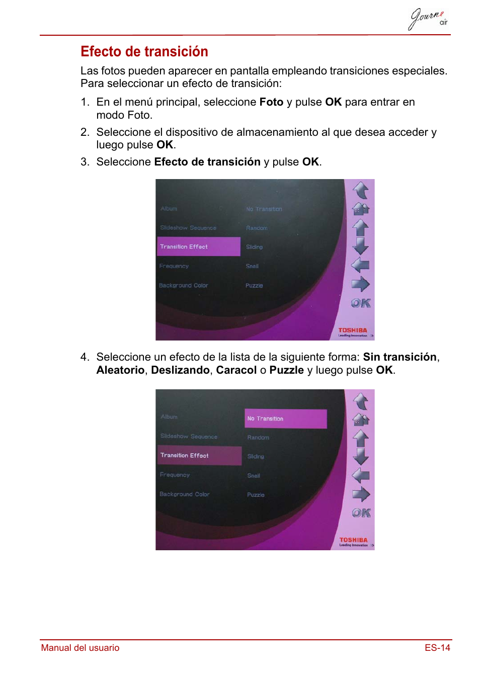 Efecto de transición | Toshiba JournE Air800-801 User Manual | Page 207 / 706