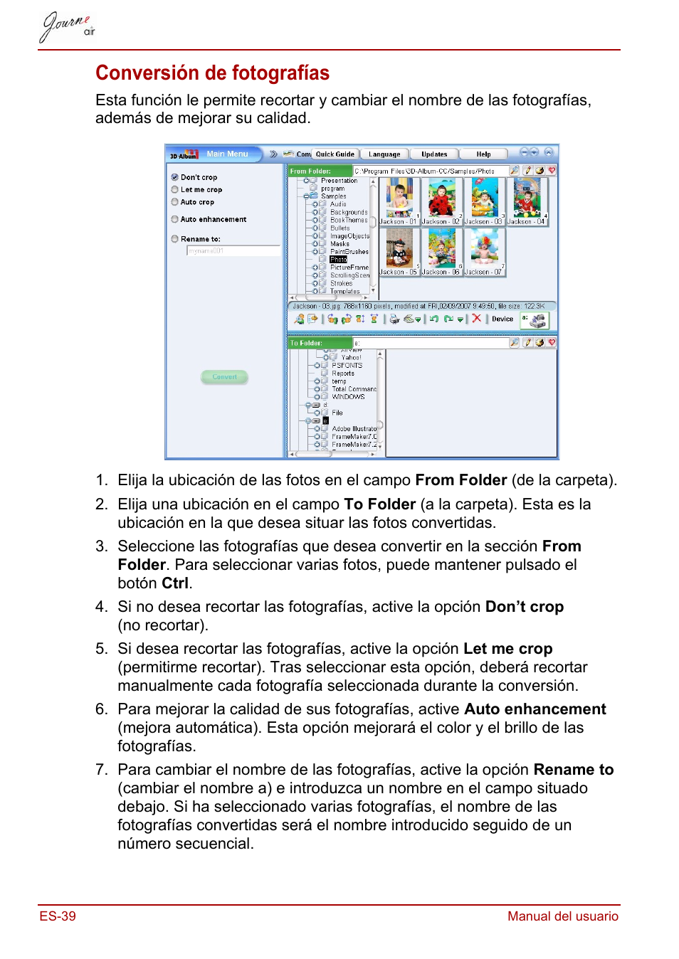 Conversión de fotografías | Toshiba JournE Air800-801 User Manual | Page 232 / 706