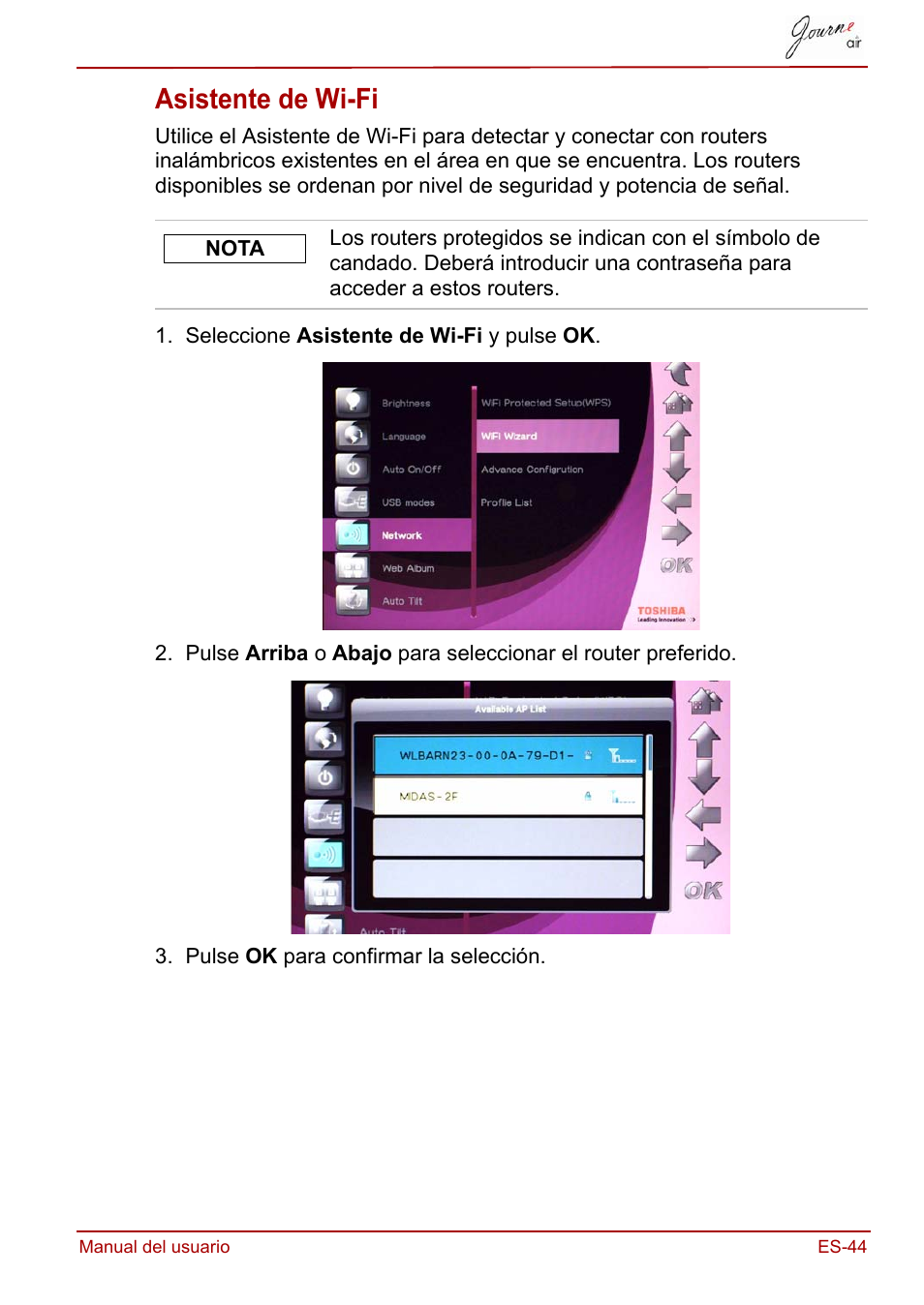 Asistente de wi-fi | Toshiba JournE Air800-801 User Manual | Page 237 / 706