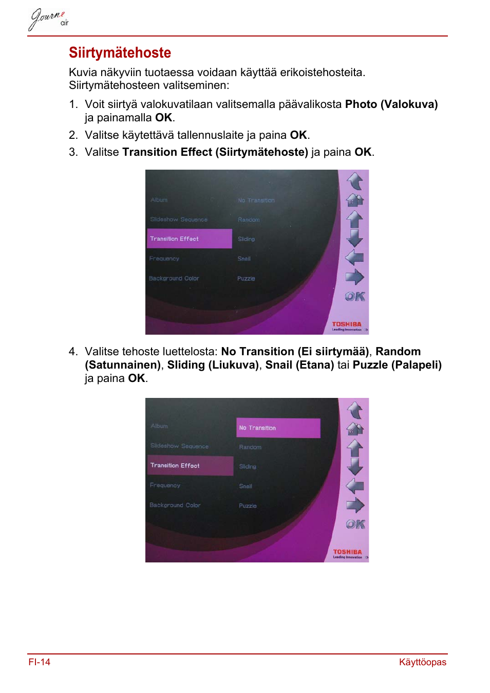 Siirtymätehoste | Toshiba JournE Air800-801 User Manual | Page 272 / 706