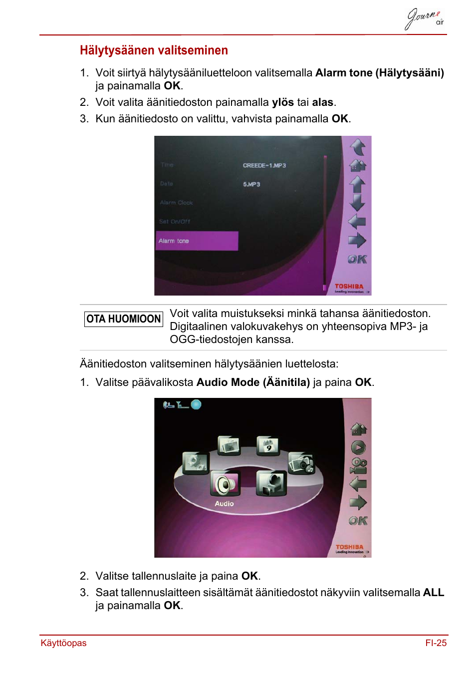 Hälytysäänen valitseminen | Toshiba JournE Air800-801 User Manual | Page 283 / 706