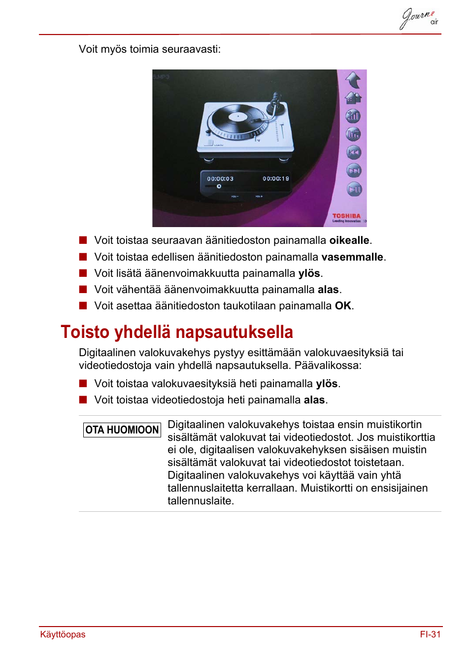 Toisto yhdellä napsautuksella | Toshiba JournE Air800-801 User Manual | Page 289 / 706