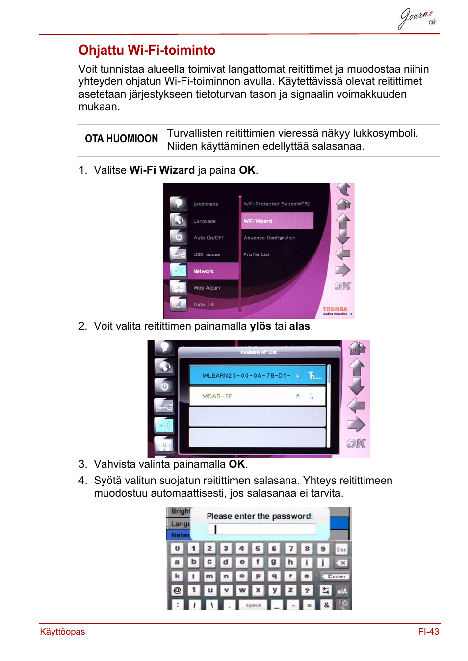 Ohjattu wi-fi-toiminto | Toshiba JournE Air800-801 User Manual | Page 301 / 706