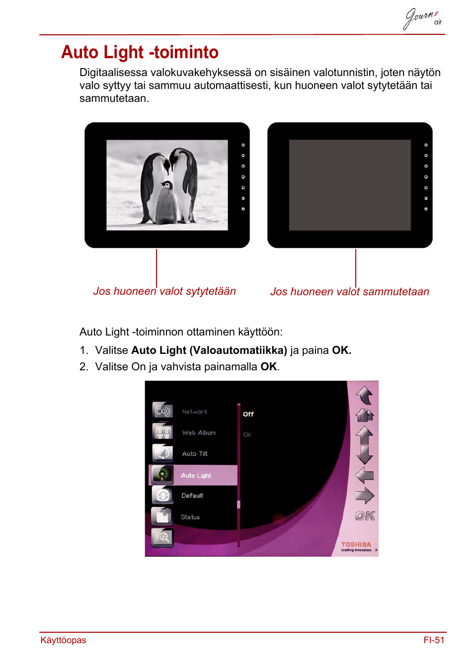 Auto light -toiminto | Toshiba JournE Air800-801 User Manual | Page 309 / 706