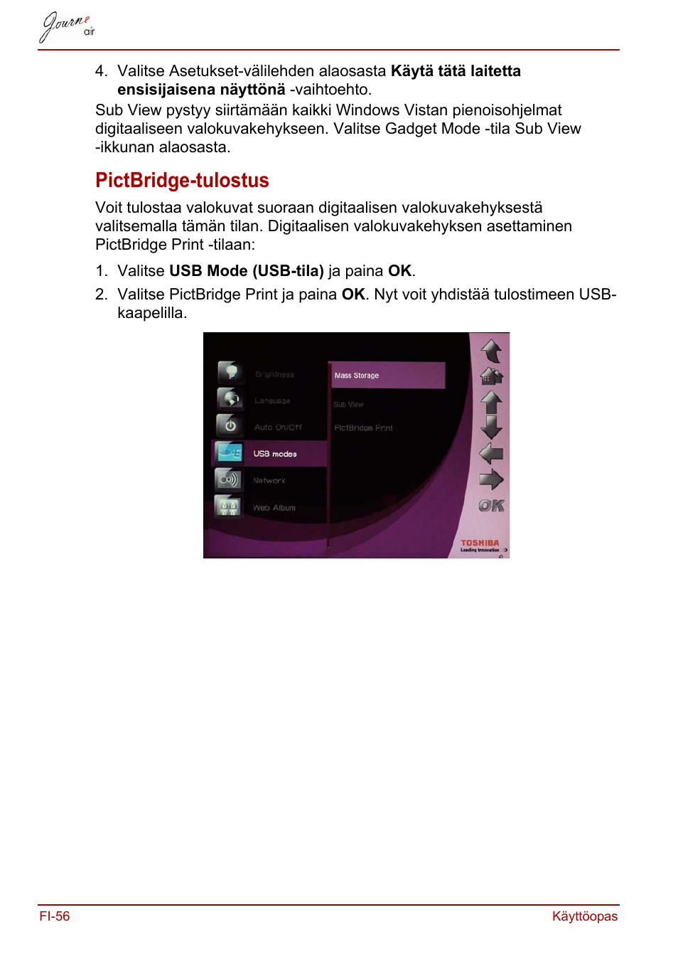 Pictbridge-tulostus | Toshiba JournE Air800-801 User Manual | Page 314 / 706