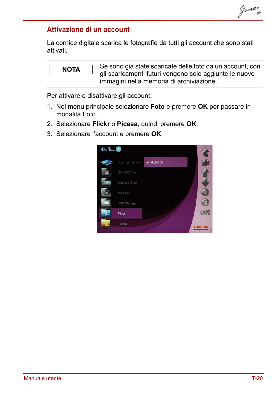 Attivazione di un account | Toshiba JournE Air800-801 User Manual | Page 405 / 706