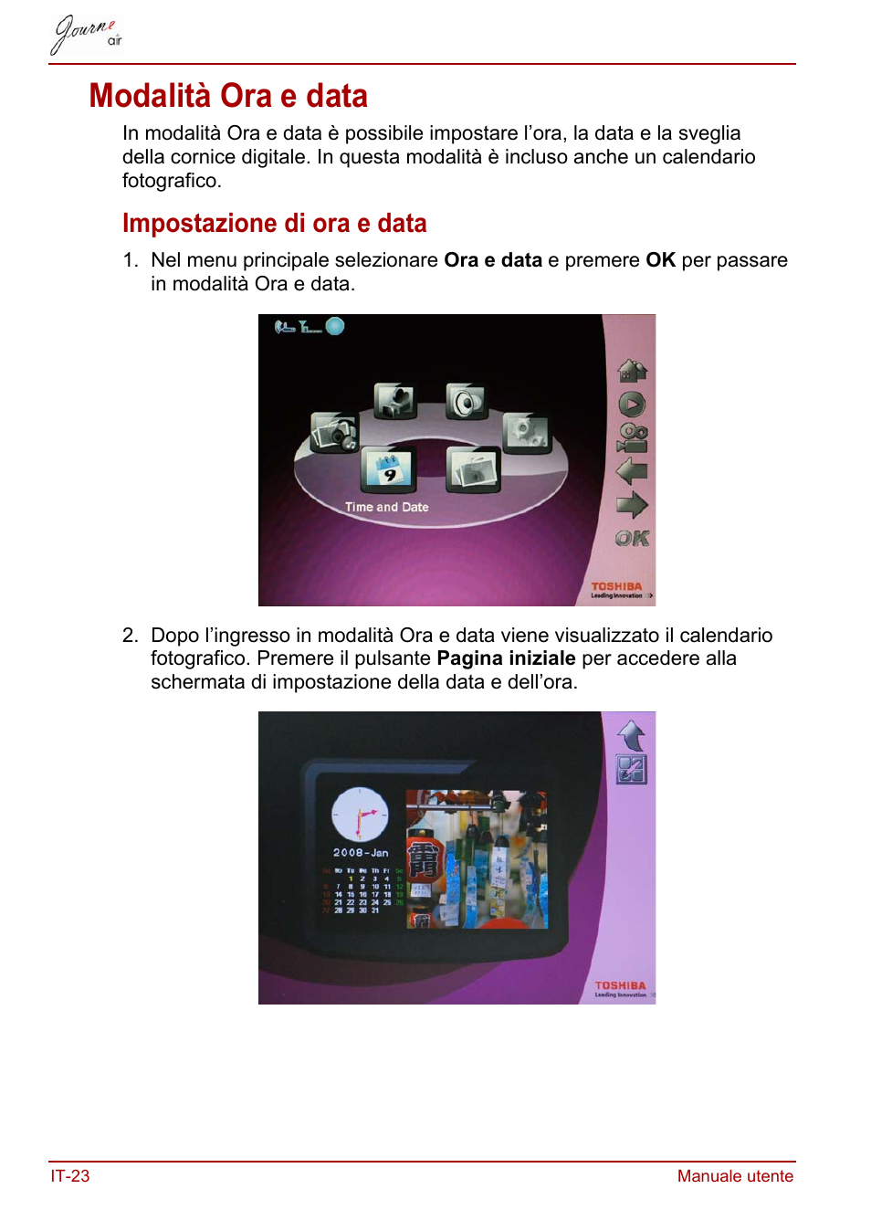 Modalità ora e data, Impostazione di ora e data | Toshiba JournE Air800-801 User Manual | Page 408 / 706