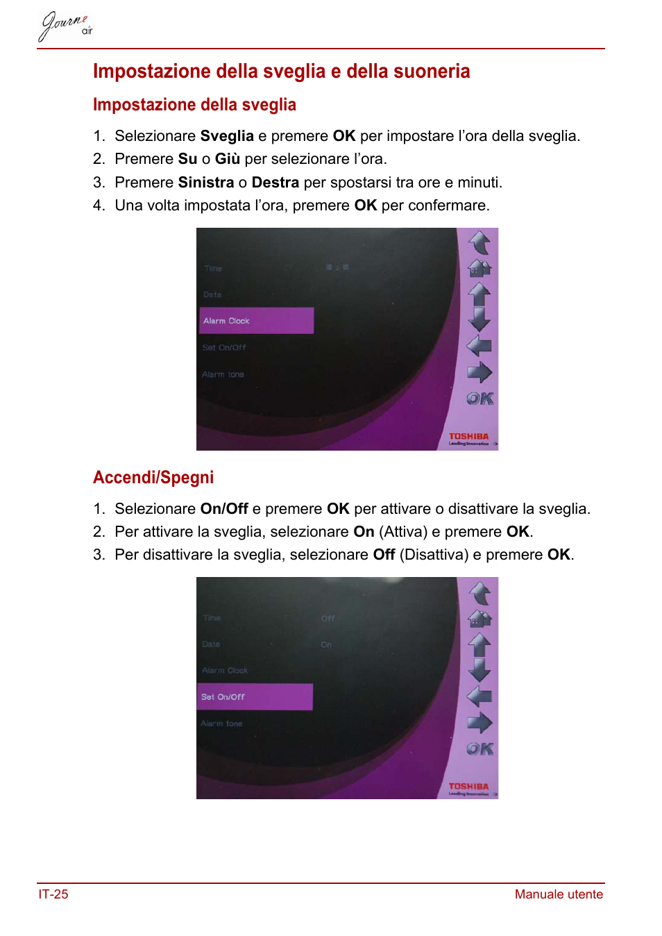 Impostazione della sveglia e della suoneria | Toshiba JournE Air800-801 User Manual | Page 410 / 706