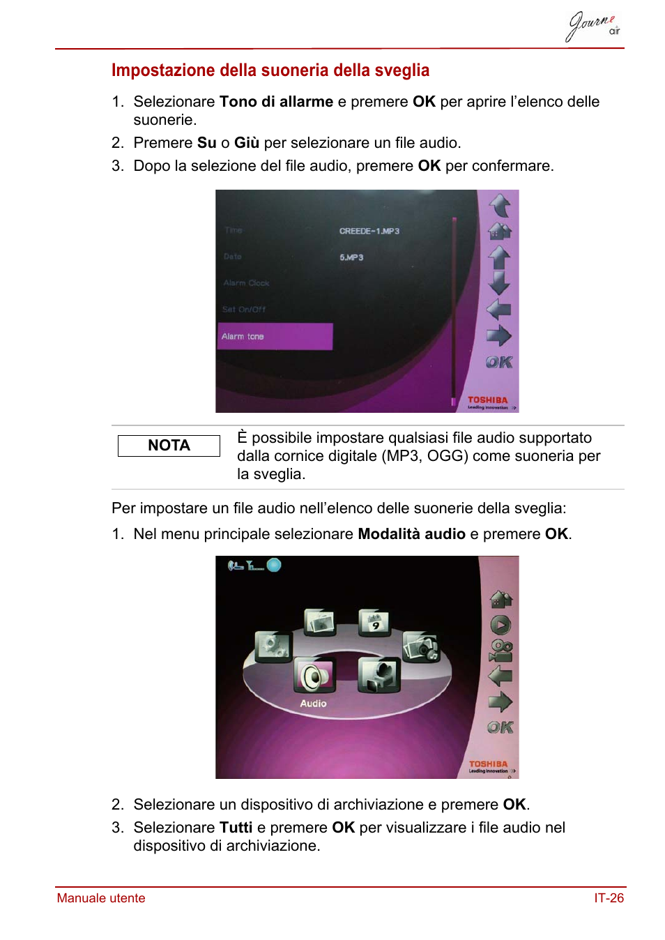 Impostazione della suoneria della sveglia | Toshiba JournE Air800-801 User Manual | Page 411 / 706