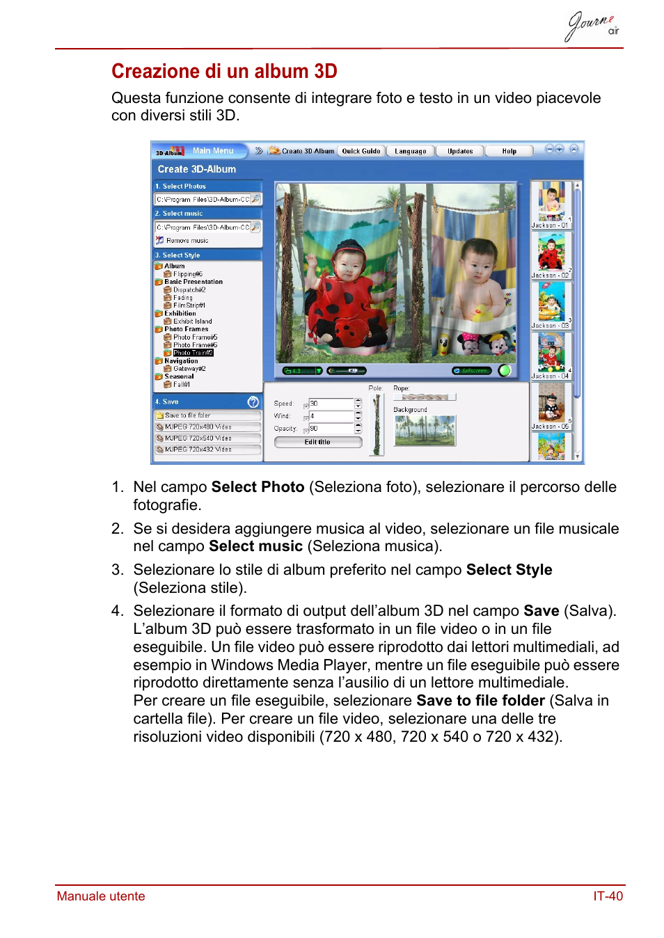 Creazione di un album 3d | Toshiba JournE Air800-801 User Manual | Page 425 / 706