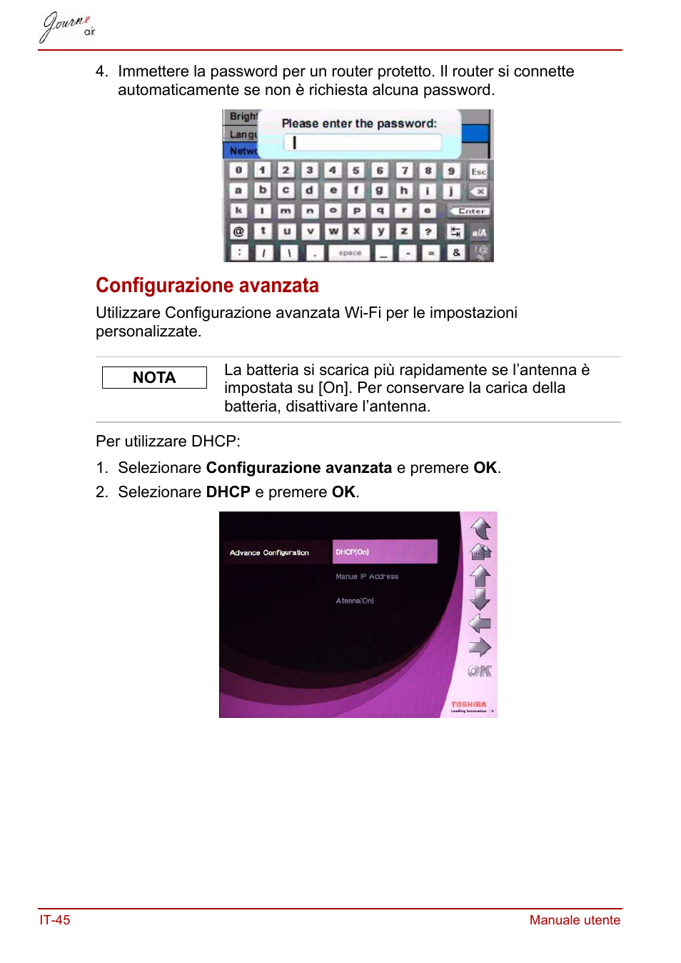 Configurazione avanzata | Toshiba JournE Air800-801 User Manual | Page 430 / 706