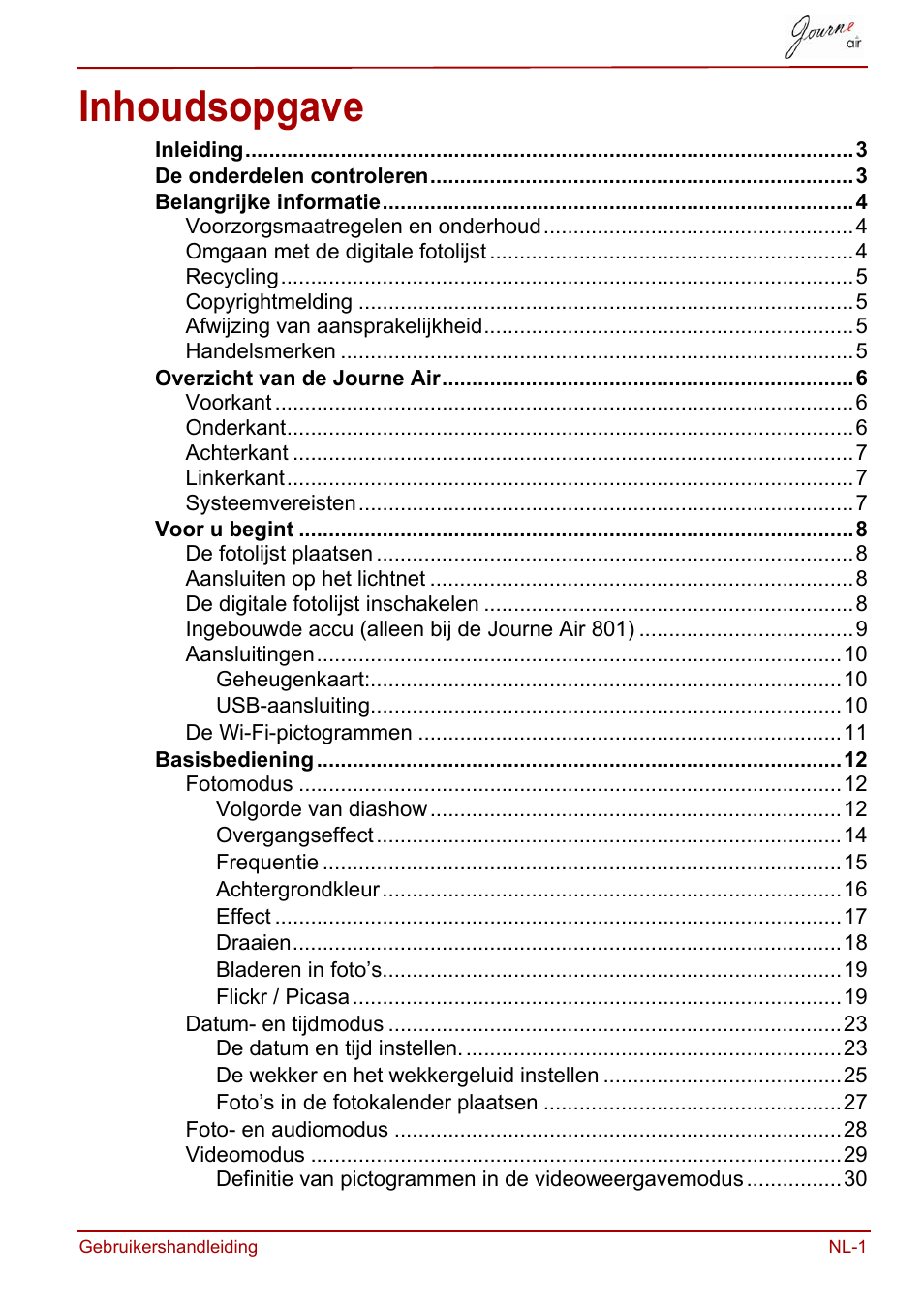 Gebruikershandleiding, Inhoudsopgave | Toshiba JournE Air800-801 User Manual | Page 451 / 706