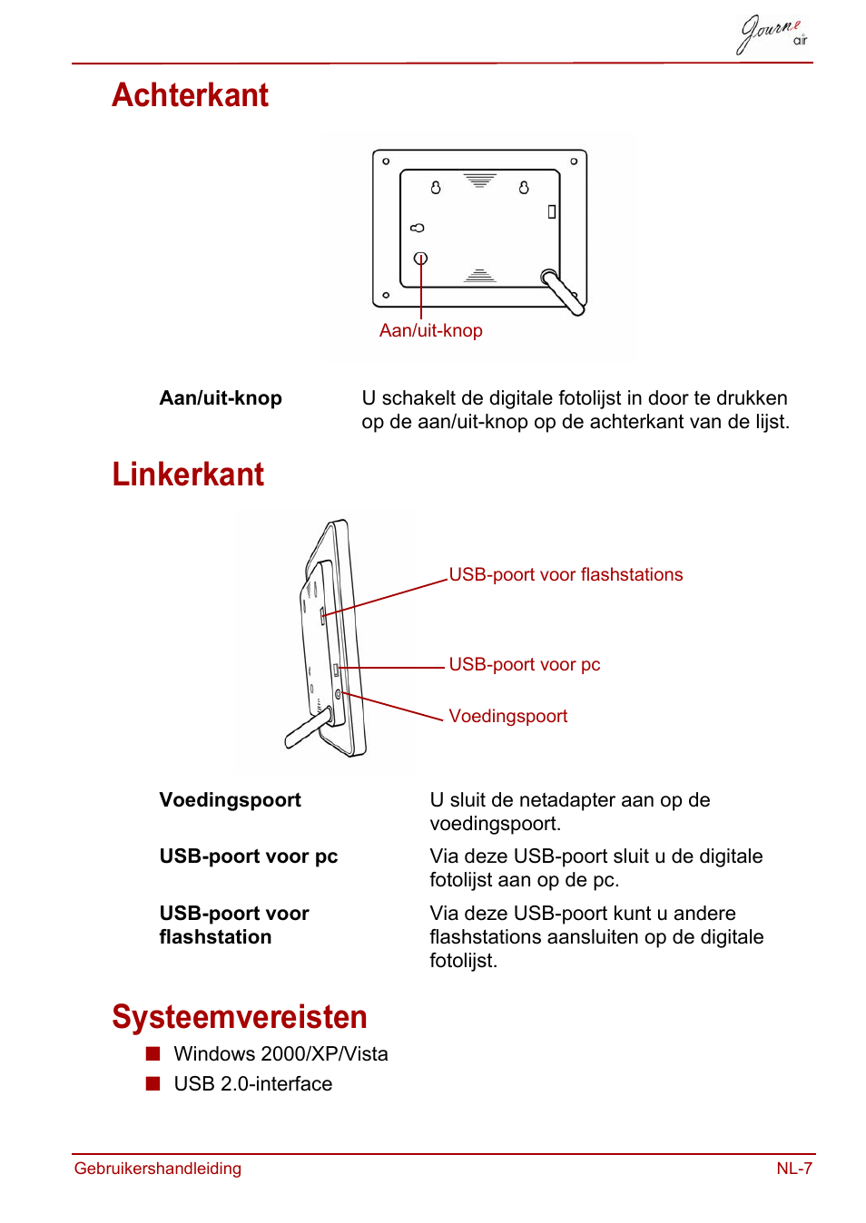 Achterkant, Linkerkant, Systeemvereisten | Achterkant linkerkant systeemvereisten | Toshiba JournE Air800-801 User Manual | Page 457 / 706