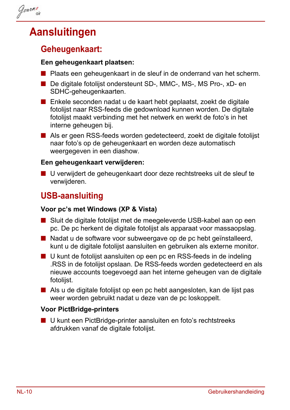 Aansluitingen, Geheugenkaart, Usb-aansluiting | Geheugenkaart: usb-aansluiting | Toshiba JournE Air800-801 User Manual | Page 460 / 706