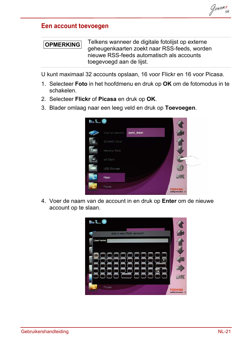 Een account toevoegen | Toshiba JournE Air800-801 User Manual | Page 471 / 706