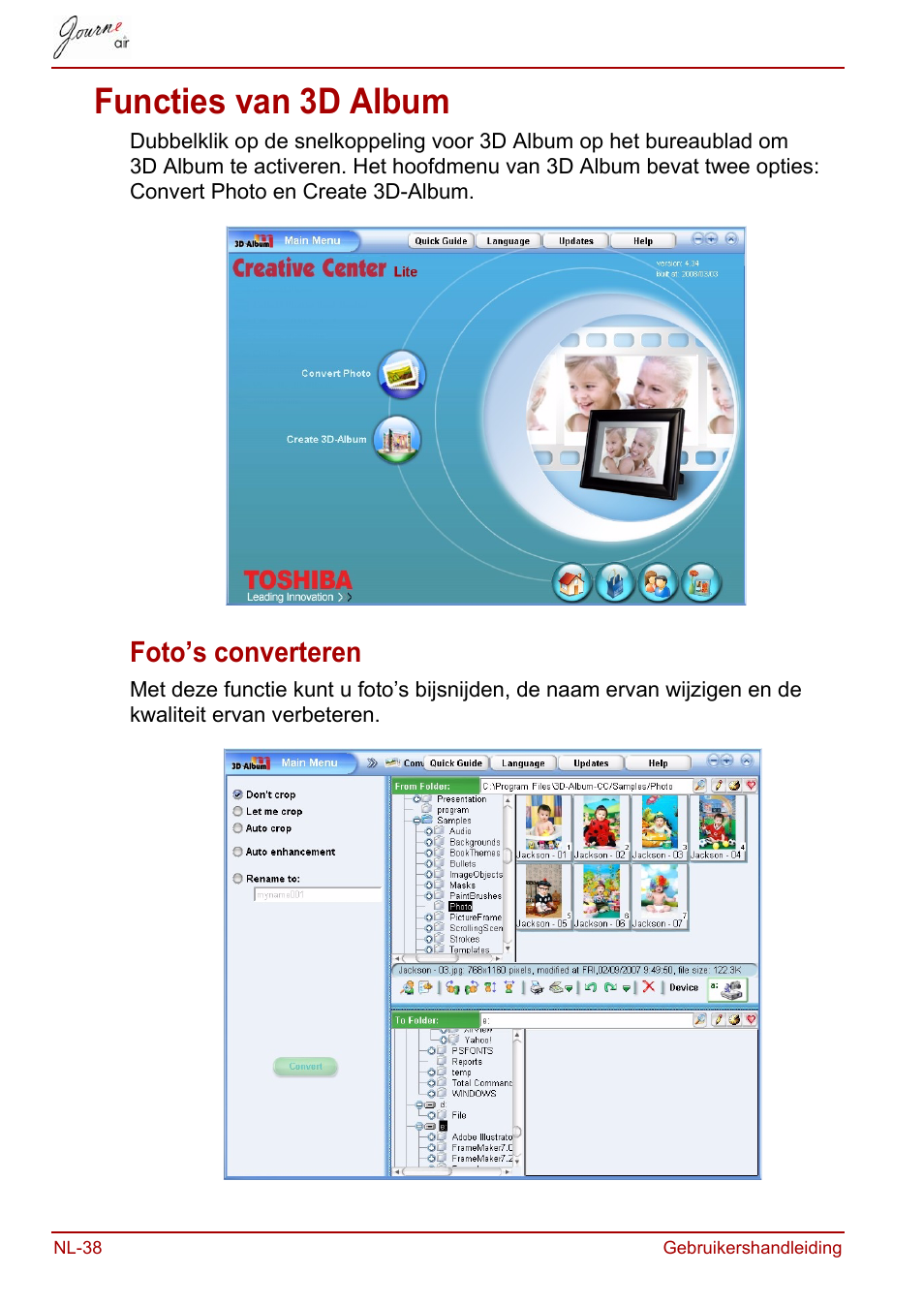 Functies van 3d album, Foto’s converteren | Toshiba JournE Air800-801 User Manual | Page 488 / 706