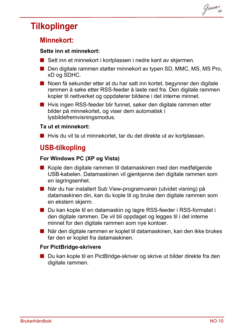 Tilkoplinger, Minnekort, Usb-tilkopling | Minnekort: usb-tilkopling | Toshiba JournE Air800-801 User Manual | Page 525 / 706