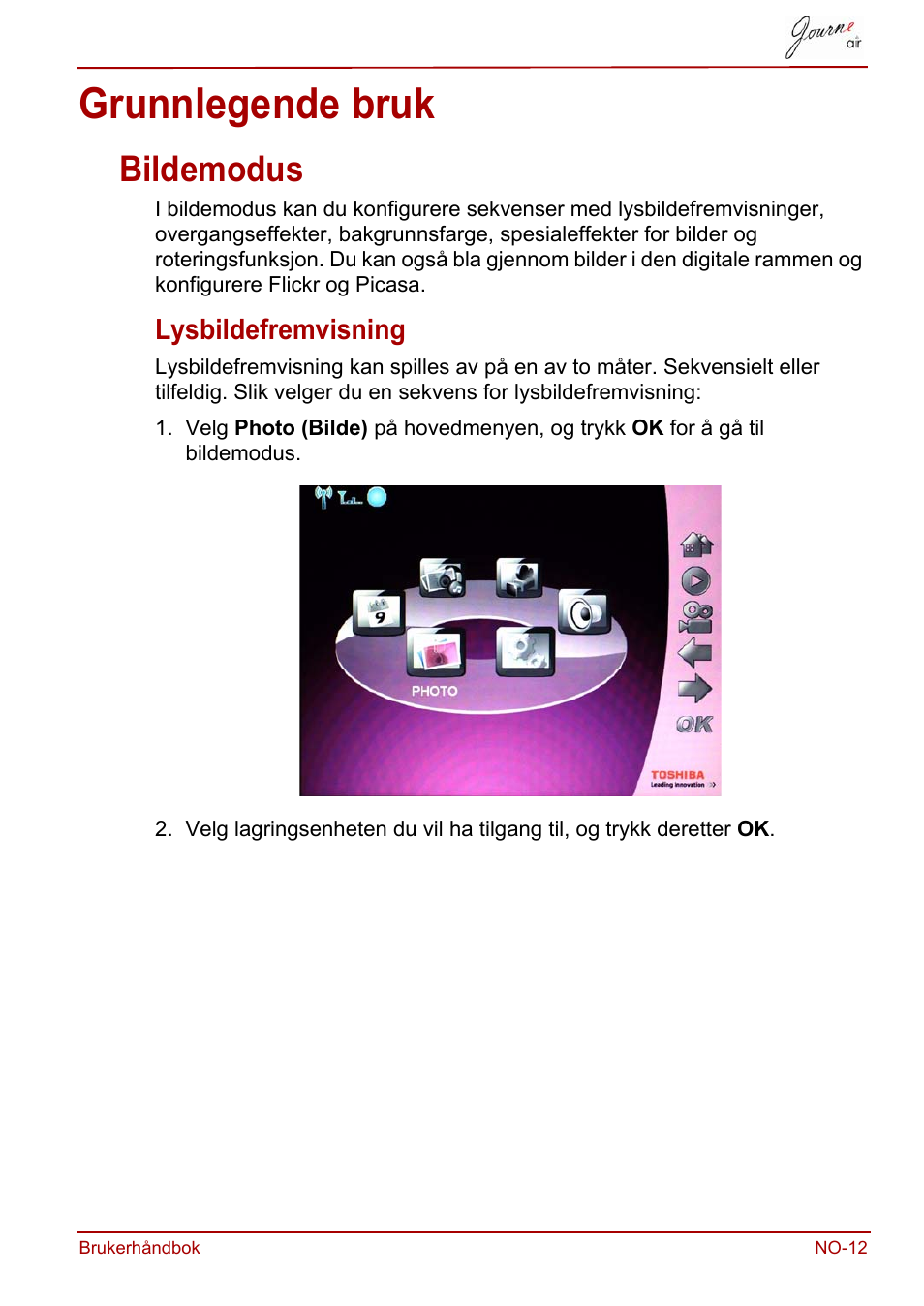 Grunnlegende bruk, Bildemodus, Lysbildefremvisning | Toshiba JournE Air800-801 User Manual | Page 527 / 706