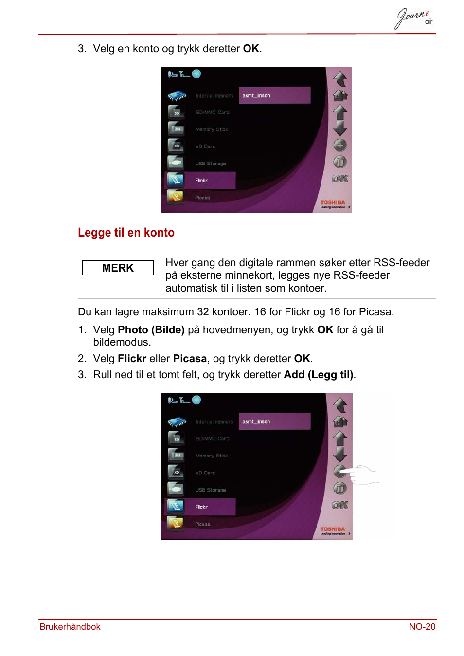 Legge til en konto | Toshiba JournE Air800-801 User Manual | Page 535 / 706