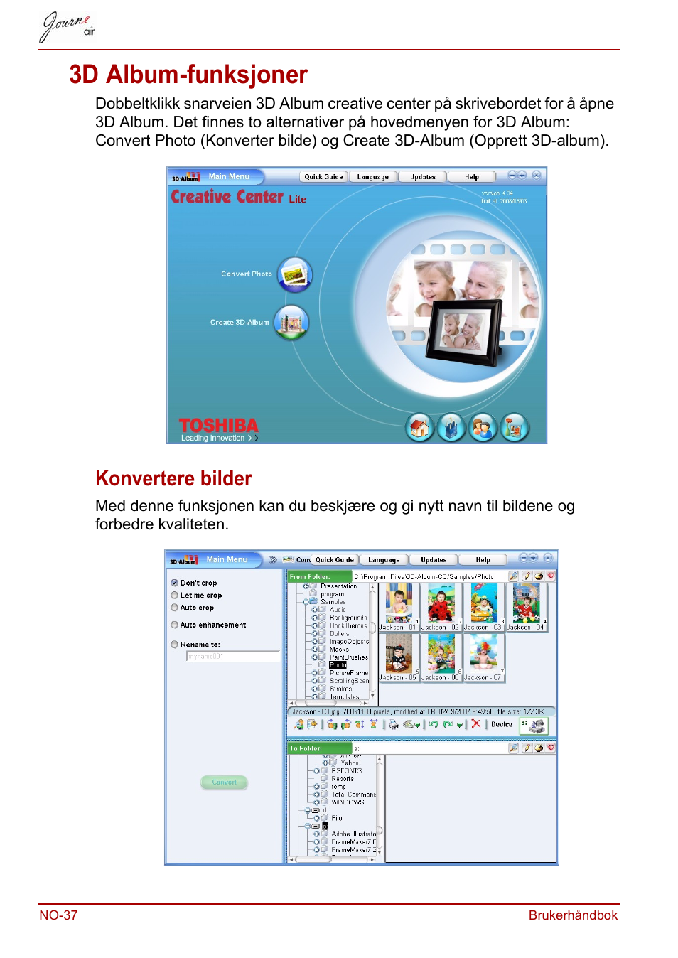 3d album-funksjoner, Konvertere bilder | Toshiba JournE Air800-801 User Manual | Page 552 / 706