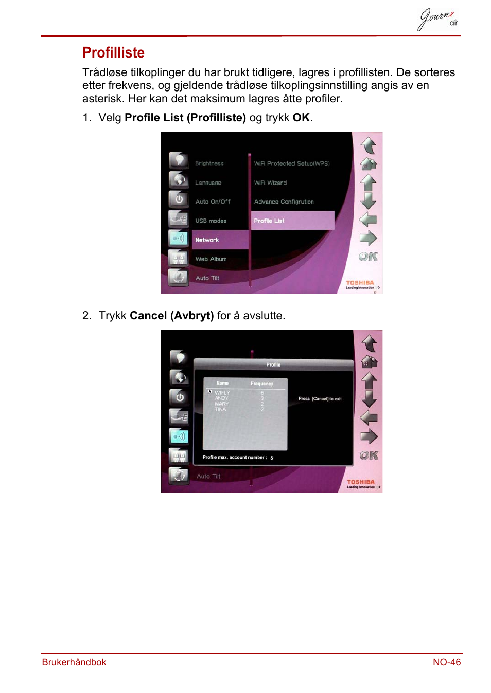 Profilliste | Toshiba JournE Air800-801 User Manual | Page 561 / 706