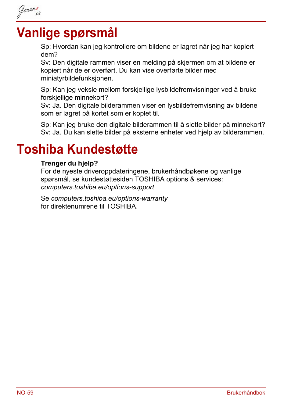 Vanlige spørsmål, Toshiba kundestøtte, Vanlige spørsmål toshiba kundestøtte | Toshiba JournE Air800-801 User Manual | Page 574 / 706