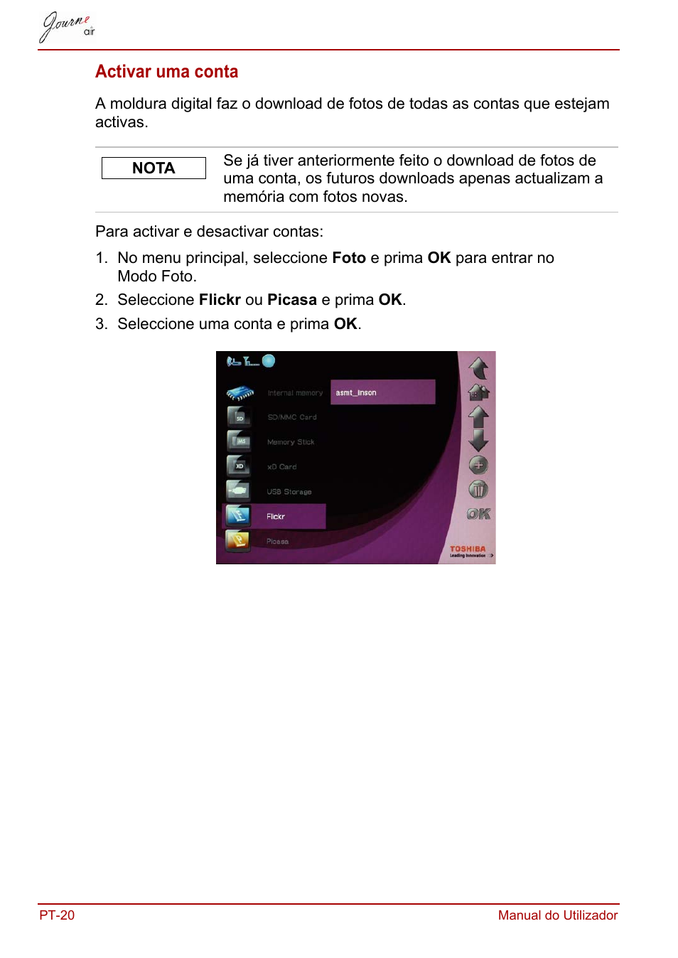 Activar uma conta | Toshiba JournE Air800-801 User Manual | Page 598 / 706