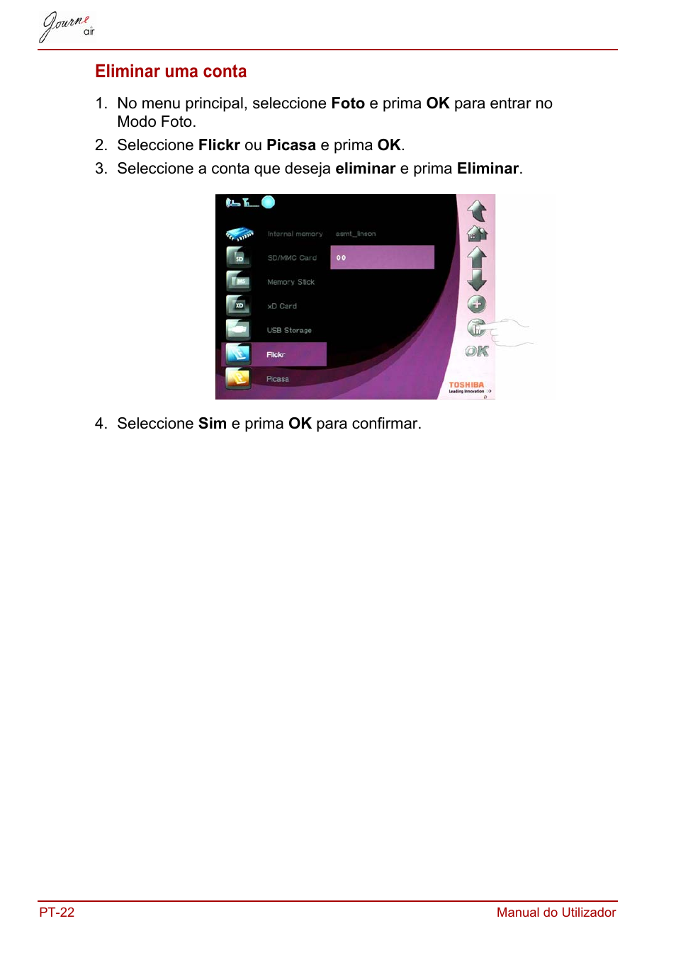 Eliminar uma conta | Toshiba JournE Air800-801 User Manual | Page 600 / 706