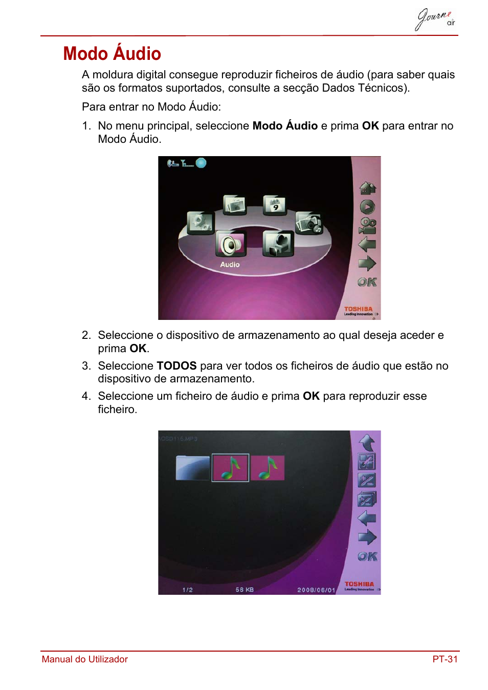 Modo áudio | Toshiba JournE Air800-801 User Manual | Page 609 / 706