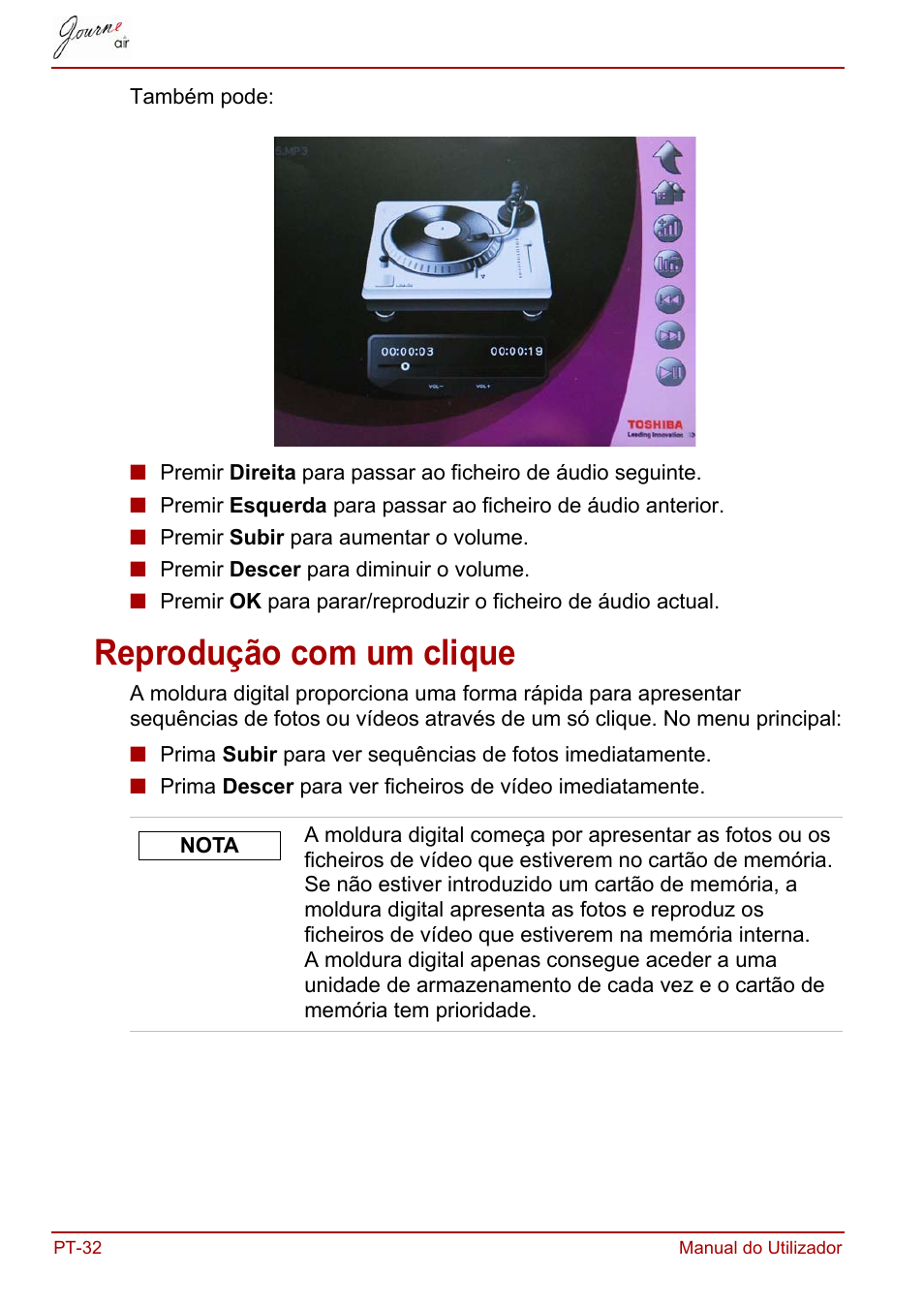 Reprodução com um clique | Toshiba JournE Air800-801 User Manual | Page 610 / 706