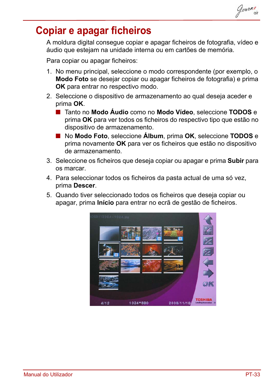 Copiar e apagar ficheiros | Toshiba JournE Air800-801 User Manual | Page 611 / 706