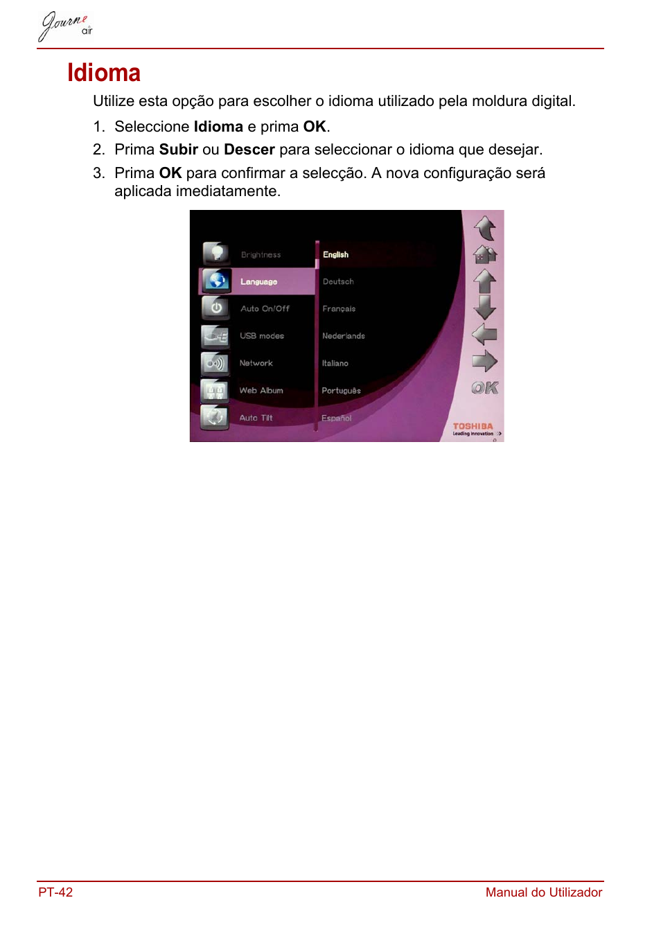 Idioma | Toshiba JournE Air800-801 User Manual | Page 620 / 706