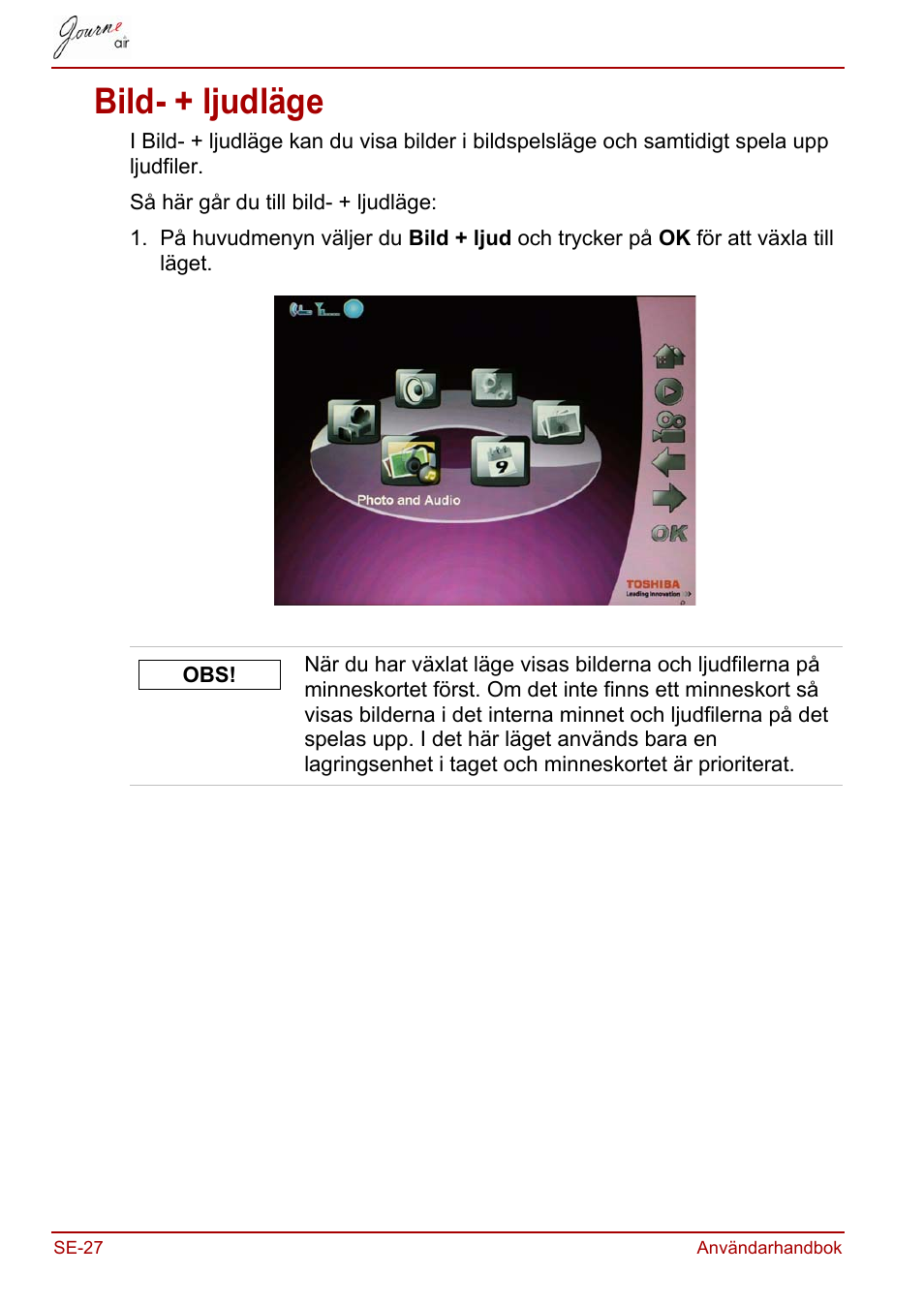 Bild- + ljudläge | Toshiba JournE Air800-801 User Manual | Page 670 / 706