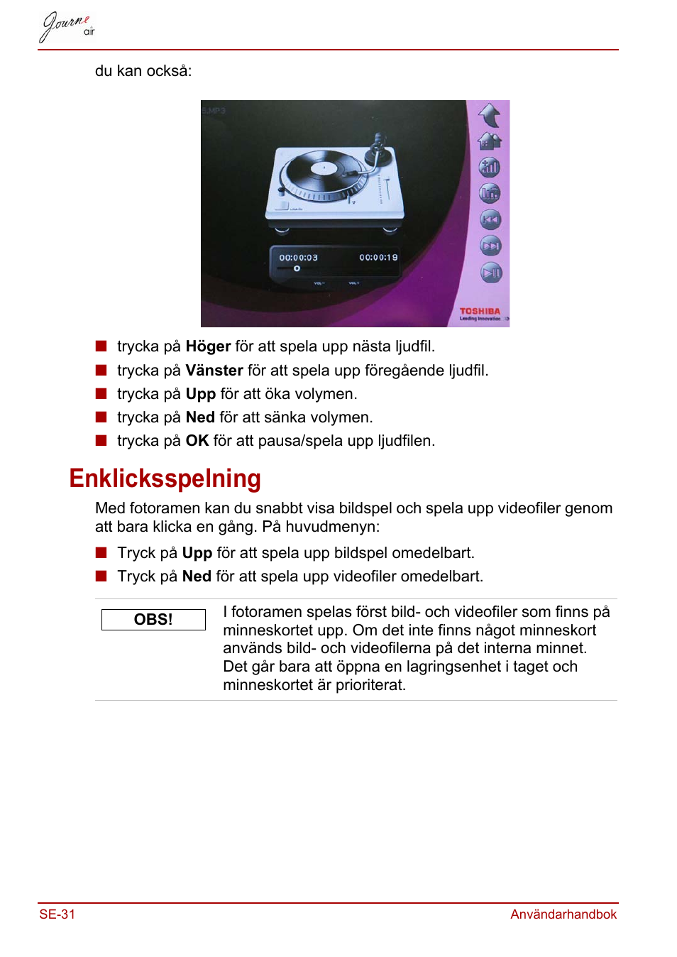 Enklicksspelning | Toshiba JournE Air800-801 User Manual | Page 674 / 706