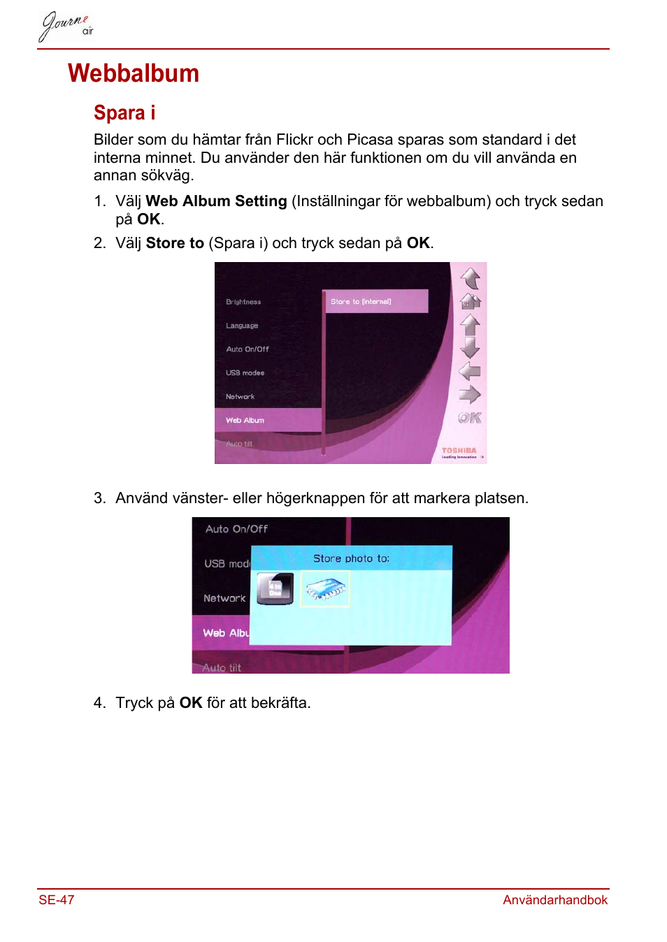 Webbalbum, Spara i | Toshiba JournE Air800-801 User Manual | Page 690 / 706