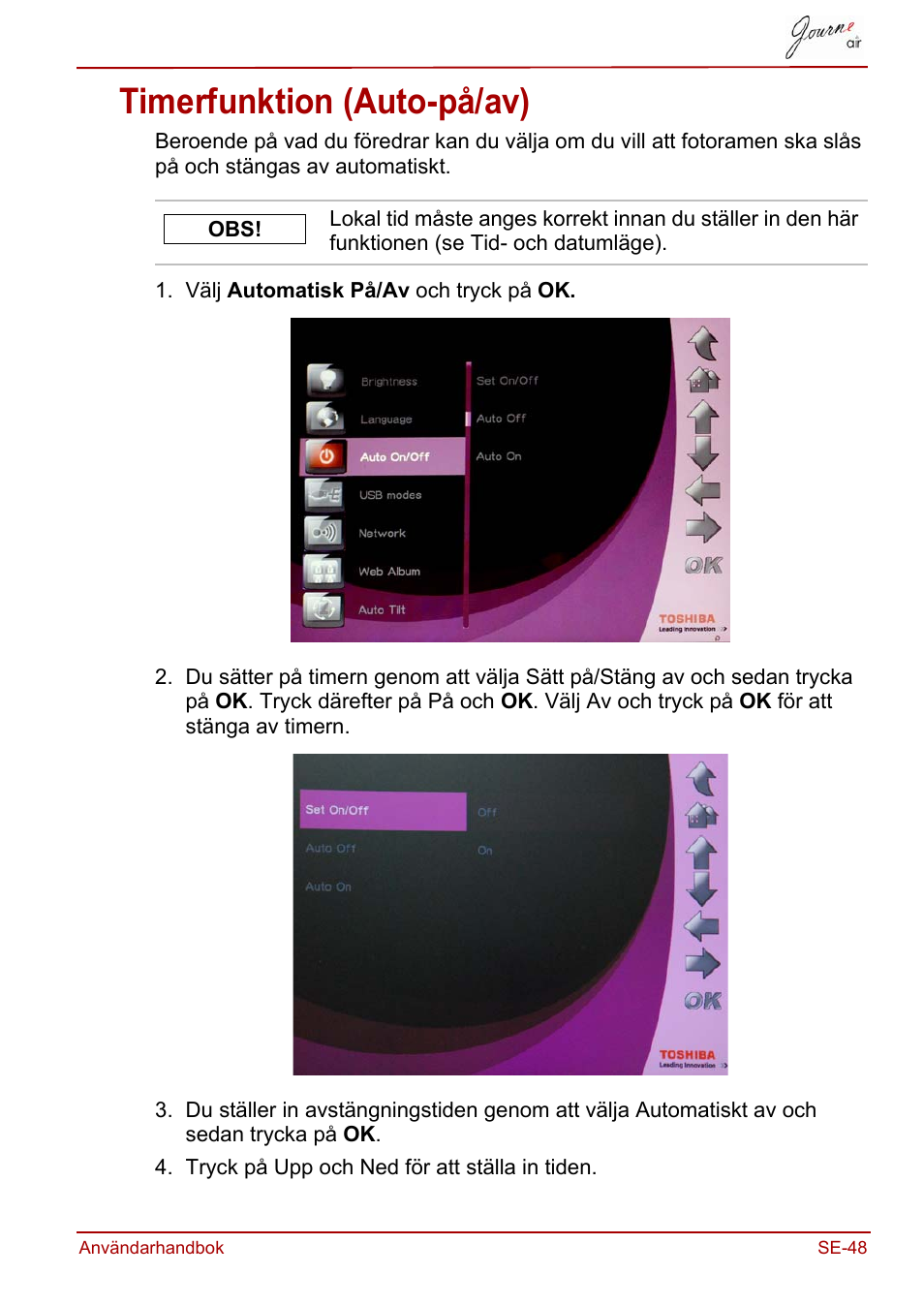 Timerfunktion (auto-på/av) | Toshiba JournE Air800-801 User Manual | Page 691 / 706