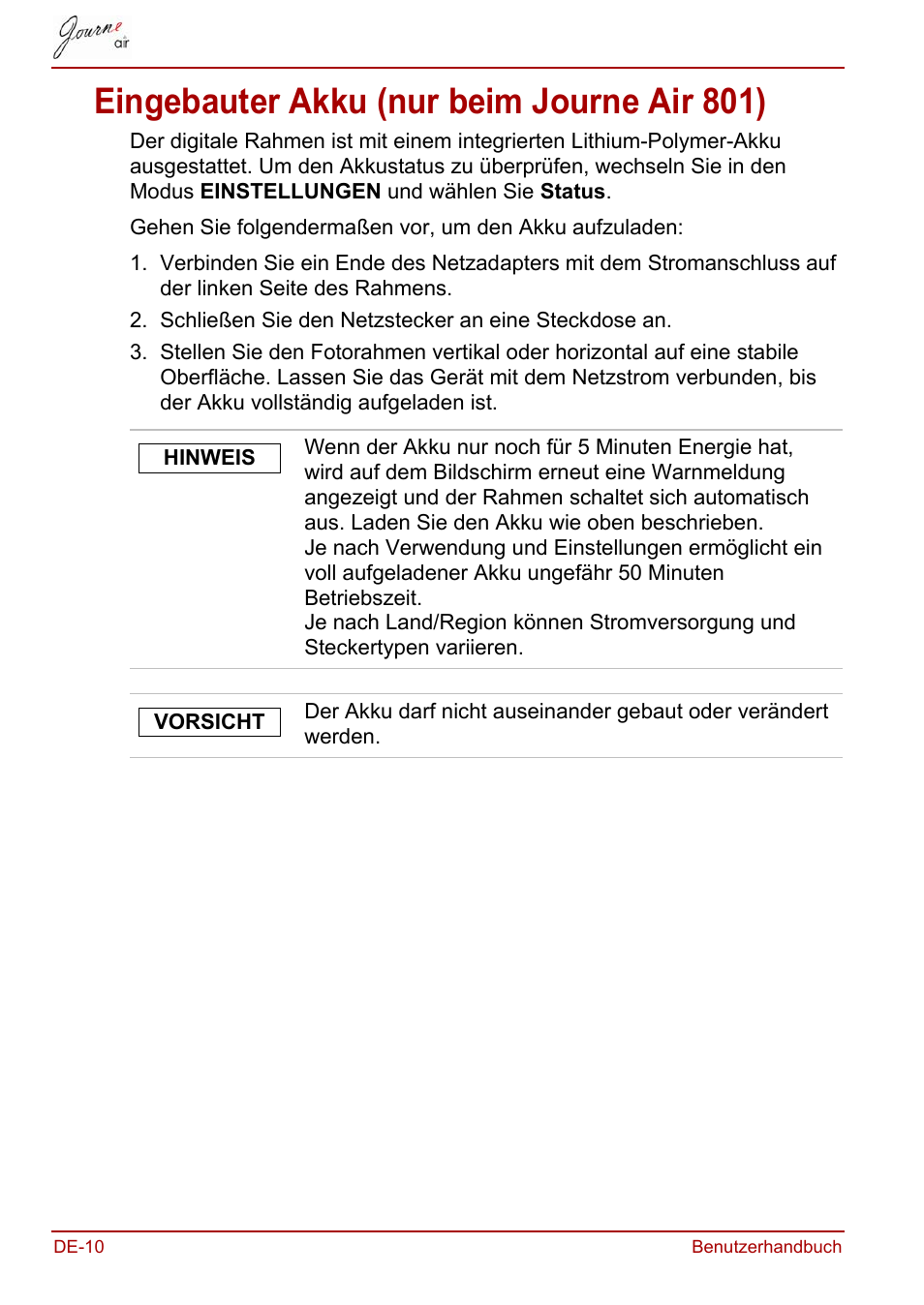 Eingebauter akku (nur beim journe air 801) | Toshiba JournE Air800-801 User Manual | Page 72 / 706