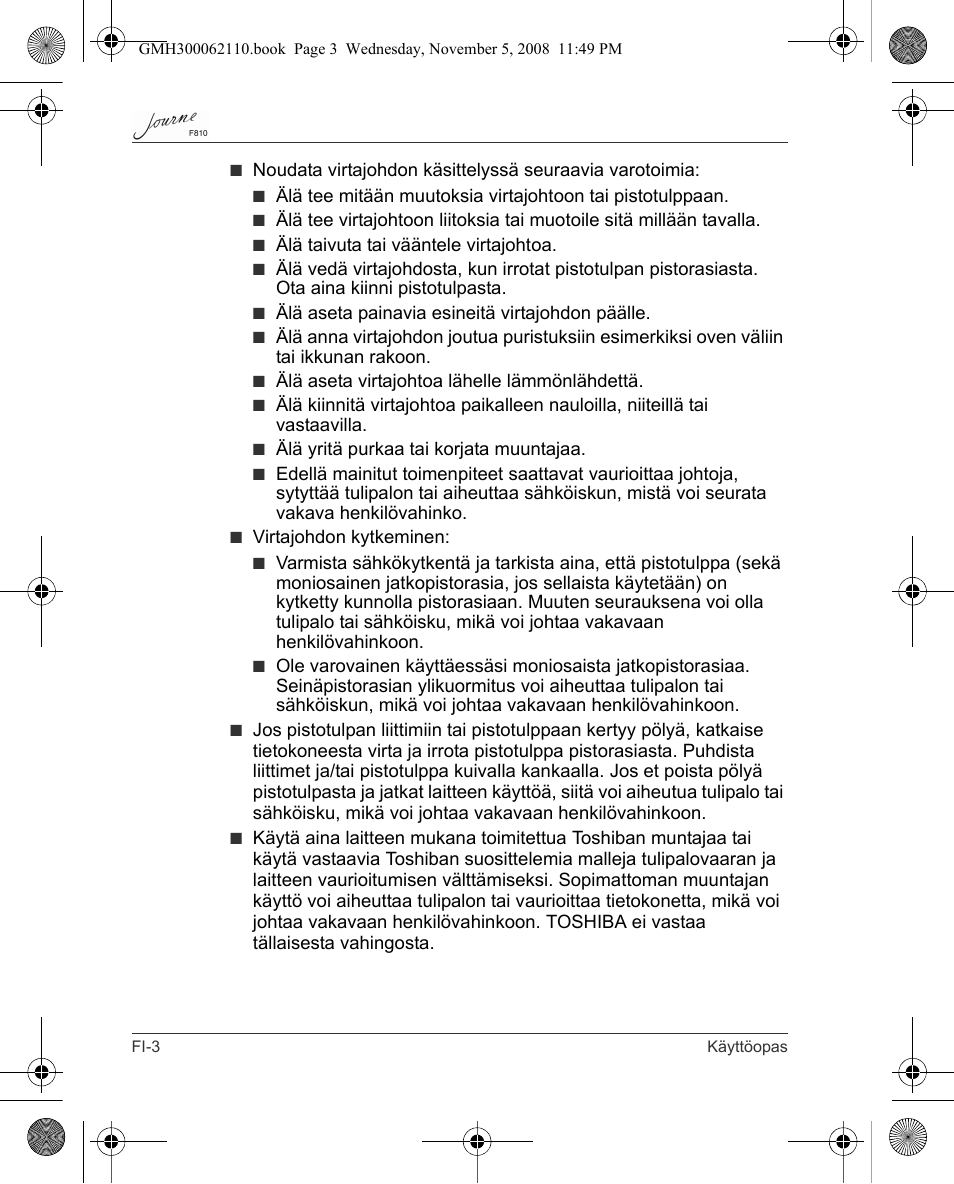 Toshiba JournE F810 User Manual | Page 116 / 308