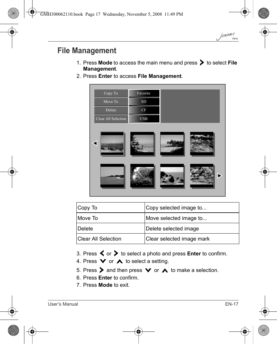File management | Toshiba JournE F810 User Manual | Page 17 / 308