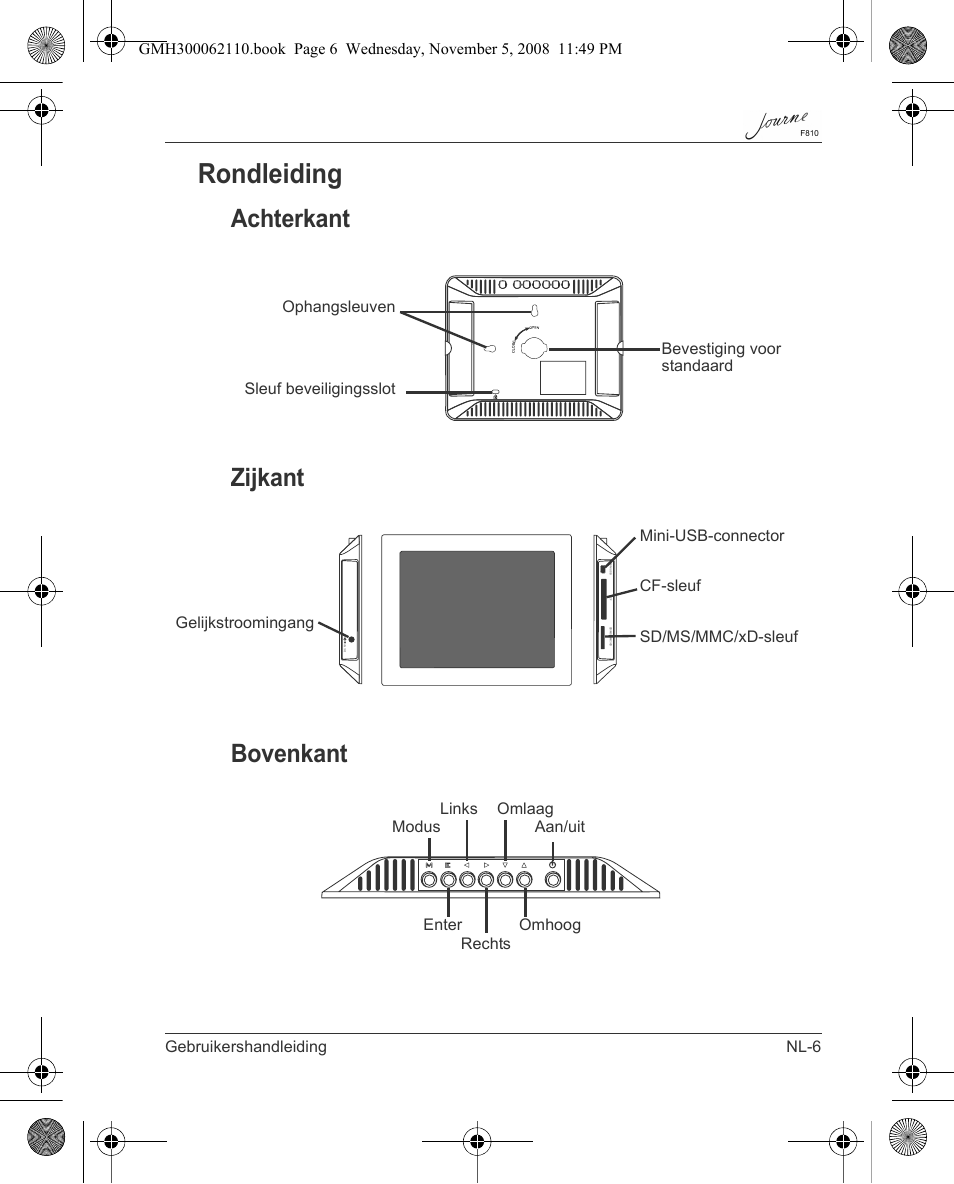 Rondleiding, Achterkant zijkant bovenkant | Toshiba JournE F810 User Manual | Page 201 / 308