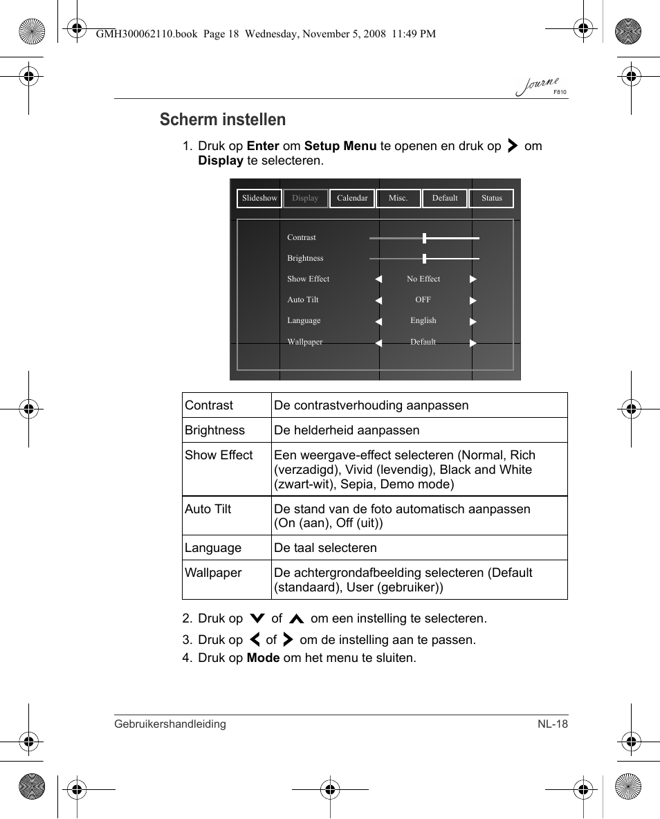 Scherm instellen | Toshiba JournE F810 User Manual | Page 213 / 308