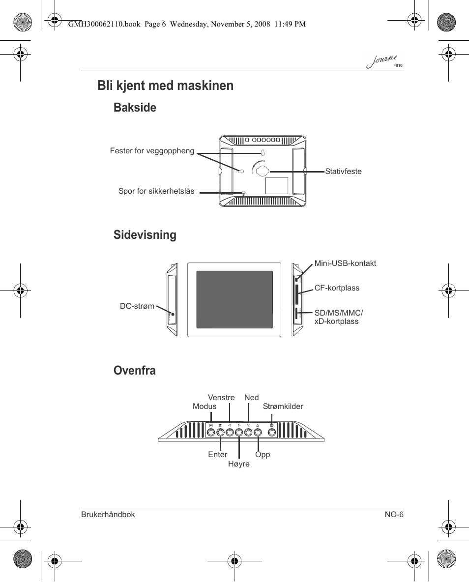 Bli kjent med maskinen, Bakside sidevisning ovenfra | Toshiba JournE F810 User Manual | Page 229 / 308