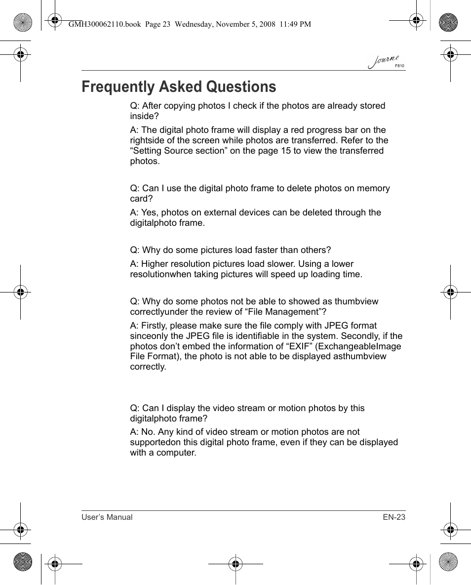 Frequently asked questions | Toshiba JournE F810 User Manual | Page 23 / 308