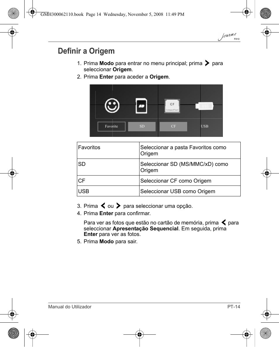 Definir a origem | Toshiba JournE F810 User Manual | Page 265 / 308